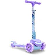 Jetson Disney Frozen 3-Wheel Kick Kids Scooter, LED Lights on Stem, Light-Up Wheels, Height-Adjustable Handlebar, Lean-To-Steer System, Easy-Folding Mechanism, Ages 3+, Purple, JFRZN-3KIK