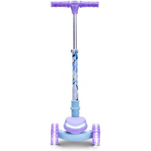  Jetson Disney Frozen 3-Wheel Kick Kids Scooter, LED Lights on Stem, Light-Up Wheels, Height-Adjustable Handlebar, Lean-To-Steer System, Easy-Folding Mechanism, Ages 3+, Purple, JFRZN-3KIK