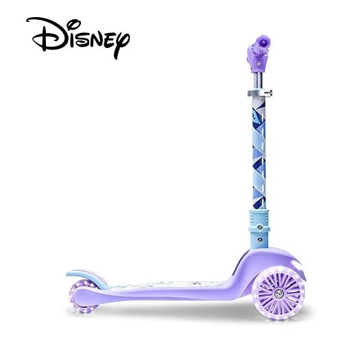  Jetson Disney Frozen 3-Wheel Kick Kids Scooter, LED Lights on Stem, Light-Up Wheels, Height-Adjustable Handlebar, Lean-To-Steer System, Easy-Folding Mechanism, Ages 3+, Purple, JFRZN-3KIK