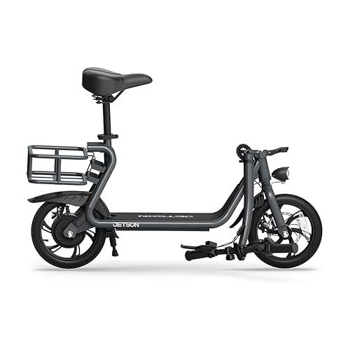  Jetson Ryder Electric Scooter, Twist Throttle, Adjustable Seat, Foldable Handlebar, Headlight, Rear Basket, 12 inch Wheels, Ages 12+