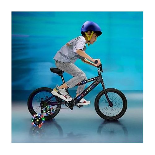  Jetson Spark Light-Up Training Wheel Accessory, Includes Motion Activated Light-Up Wheels, 4 Inch Wheels, Fits Most Bike Wheels From 12” to 20”, Steel Brackets, Ages 3+, Black, JSPARK-BLK