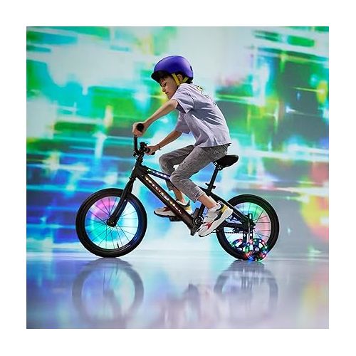  Jetson Spark Light-Up Training Wheel Accessory, Includes Motion Activated Light-Up Wheels, 4 Inch Wheels, Fits Most Bike Wheels From 12” to 20”, Steel Brackets, Ages 3+, Black, JSPARK-BLK