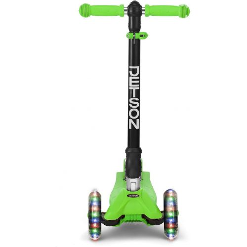  Jetson Twin 4-Wheel Folding Kick Scooter for Toddler and Kids - Unique Dual Rear Wheel Adds Stability - Rolling Wheels Light up with Colorful LEDs - Easy Assembly