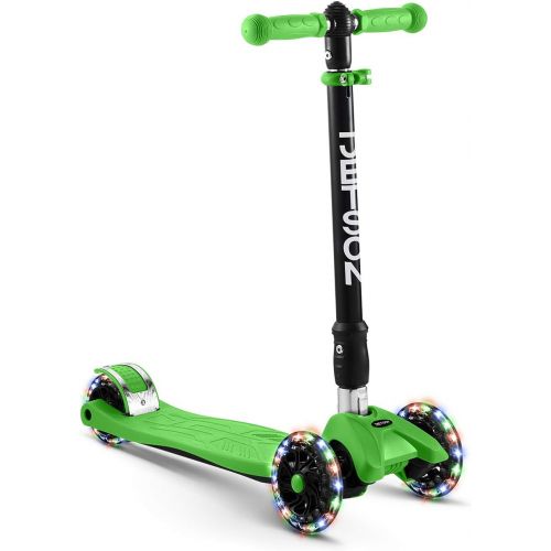  Jetson Twin 4-Wheel Folding Kick Scooter for Toddler and Kids - Unique Dual Rear Wheel Adds Stability - Rolling Wheels Light up with Colorful LEDs - Easy Assembly