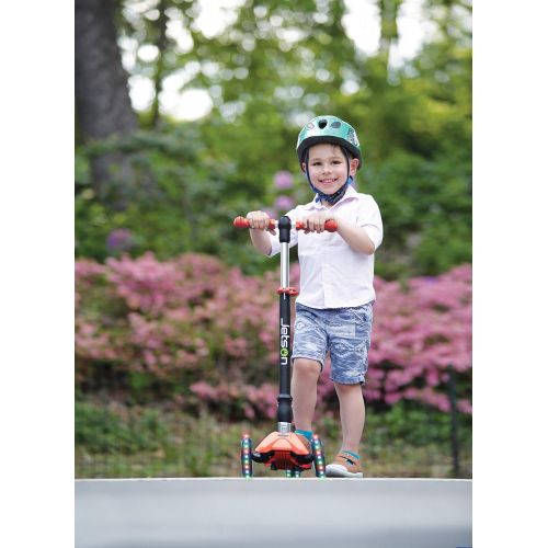  Jetson Twin 4-Wheel Folding Kick Scooter for Toddler and Kids - Unique Dual Rear Wheel Adds Stability - Rolling Wheels Light up with Colorful LEDs - Easy Assembly