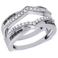 Jewelry For Less ATL 10K White Gold Round Cut Black Diamond Solitaire Engagement Ring Contour Wrap Enhancer 0.50 Cttw