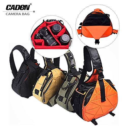 CameraVideo Bags - Caden Waterproof Travel Small DSLR Shoulder Camera Bag with Rain Cover Triangle Sling Bag for Sony Nikon Canon Digital Camera K1 - by Jhin Stella - 1 PCs