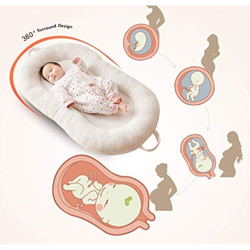  [아마존베스트]JHion 39 × 23 Baby Lounger Bassinet for Bed Breathable Hypoallergenic Co-Sleeping Baby Bed - 100%...