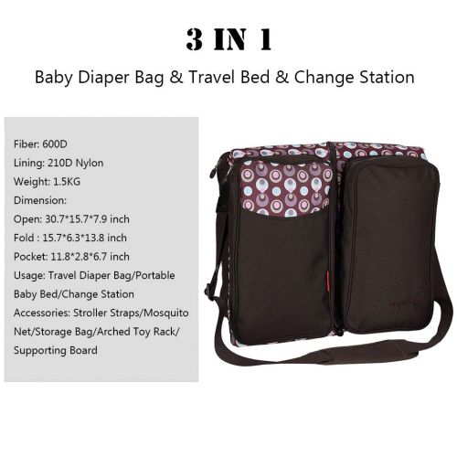  JiAmy Multipurpose Diaper Bag 3 in 1 Portable Bassinet Travel Bed Crib Change Station, (Upgraded Version) with Mosquito Net & Stroller Straps & Storage Bag, Blue