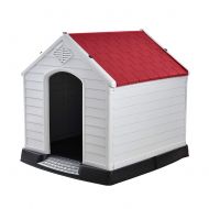JiMany Outdoor Indoor Plastic Dog House Portable pet Waterproof Plastic Dog Kennel Puppy shelter,Red,extralarge
