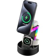 Wireless Charging Station, Mag-Safe Fast Charger Stand for Devices, 3 in 1 Charger for iPhone 15/14 Pro/15/14 Pro Max/15/14, Watch 9/Ultra 2/SE/8/7/6/5/4/3/2, AirPods Pro/Pro 2/3 - Black