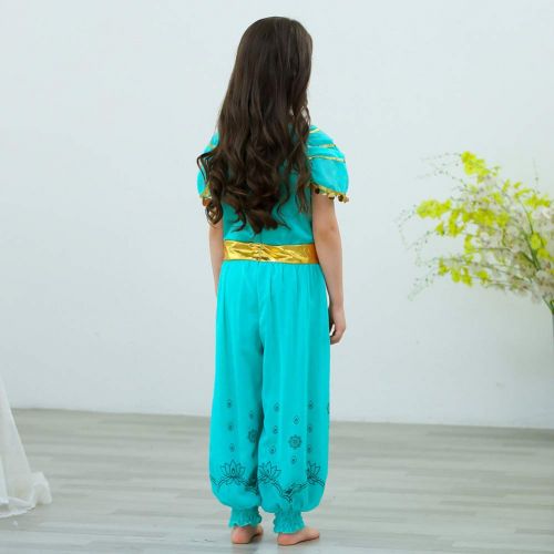  JiaDuo Princess Jasmine Costume for Girls Halloween Party Dress Up