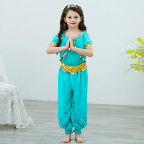  JiaDuo Princess Jasmine Costume for Girls Halloween Party Dress Up