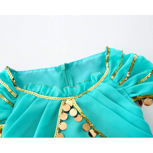  JiaDuo Princess Jasmine Costume for Girls Halloween Party Dress Up