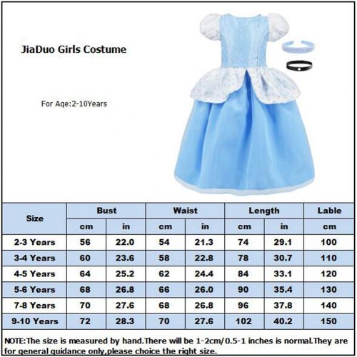  JiaDuo Cinderella Costume for Girls Princess Party Dress Up