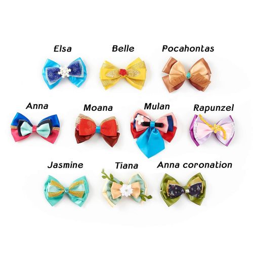  JiaDuo 10pcs Princess Character Inspired Hair Bows Clips for Girls Women Costume Dress Up Accessories