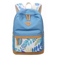 JiaYou Casual Canvas 17L Girl School Bag Rucksack Backpack (17L, Blue Flower B)