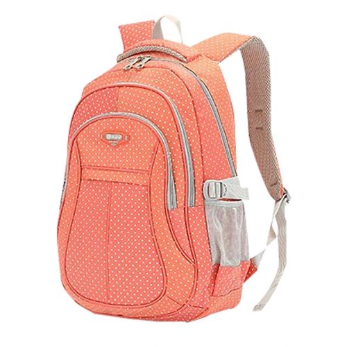  JiaYou Girl Multipurpose Dot Primary Junior High University School Bag Bookbag Backpack (27Liters, Orange)