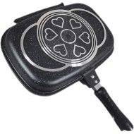 [아마존베스트]Jialixing New Double-sided Portable BBQ Grill Pan Non-Stick Coating Omelette Pan Flip Pan Square Jumbo Cookware Anti-scalding Handle Skillet Cast Grill Frittata Pan for Indoor and Outdoor Co