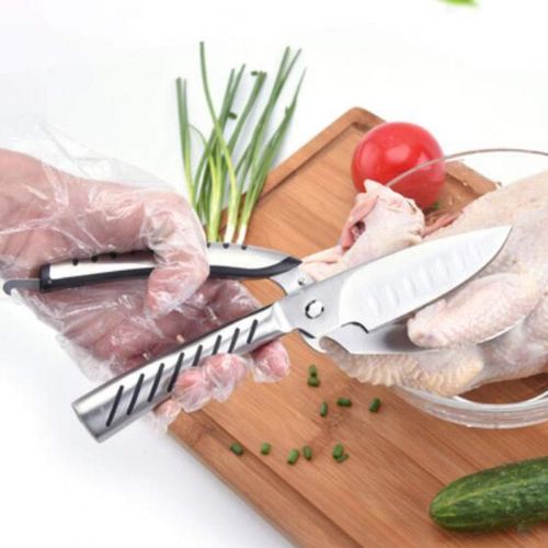  Jiansheng Scissors, Thick Stainless Steel Kitchen Multi-purpose Scissors Home Multi-function Strong Chicken Bone Scissors To Kill Chicken To Kill Fish Cut 26cm (Color : Silver, Size : 26cm)