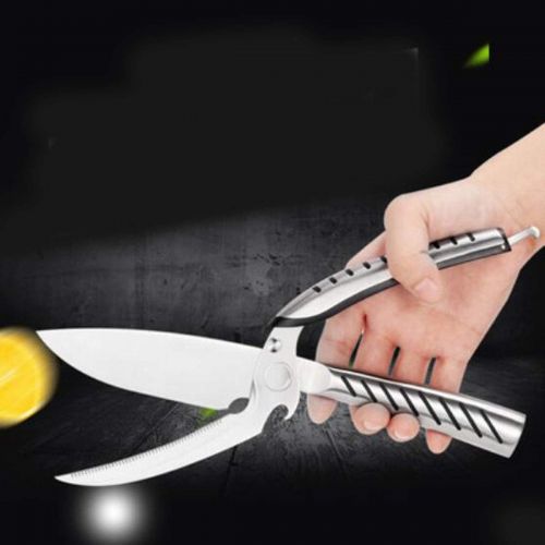  Jiansheng Scissors, Thick Stainless Steel Kitchen Multi-purpose Scissors Home Multi-function Strong Chicken Bone Scissors To Kill Chicken To Kill Fish Cut 26cm (Color : Silver, Size : 26cm)