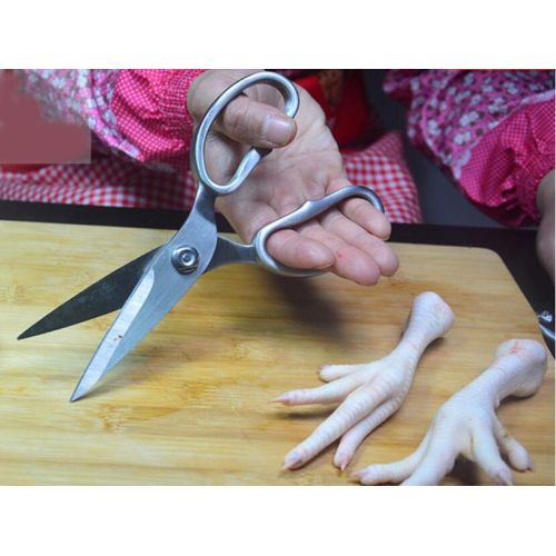  Jiansheng Scissors, All Steel Sharp Home Kitchen Scissors Strong Chicken Bone Cut Food Meat Vegetables, Silver 208cm (Color : Silver, Size : 208cm)