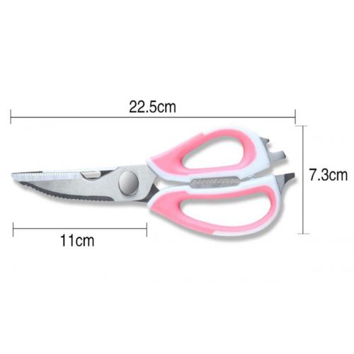  Jiansheng Scissors, Stainless Steel Kitchen Scissors, Strong Chicken Bone Scissors, Household Fish Killing, Fish Scales, Sharp Scissors, Pink 22.57.3cm (Color : Pink, Size : 22.57.3cm)