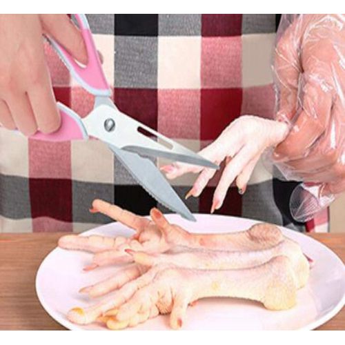  Jiansheng Scissors, Stainless Steel Kitchen Scissors, Strong Chicken Bone Scissors, Household Fish Killing, Fish Scales, Sharp Scissors, Pink 22.57.3cm (Color : Pink, Size : 22.57.3cm)