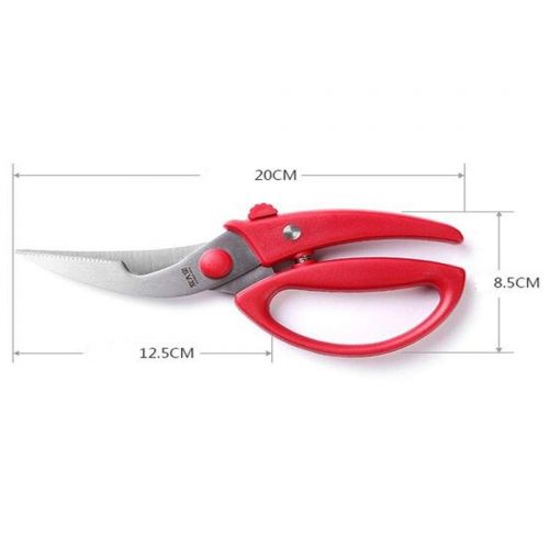  Jiansheng Scissors, Kitchen Scissors, Multi-function Stainless Steel, Strong Chicken Bone Scissors, Meat And Fish, Red 208.5cm (Color : Red, Size : 208.5cm)