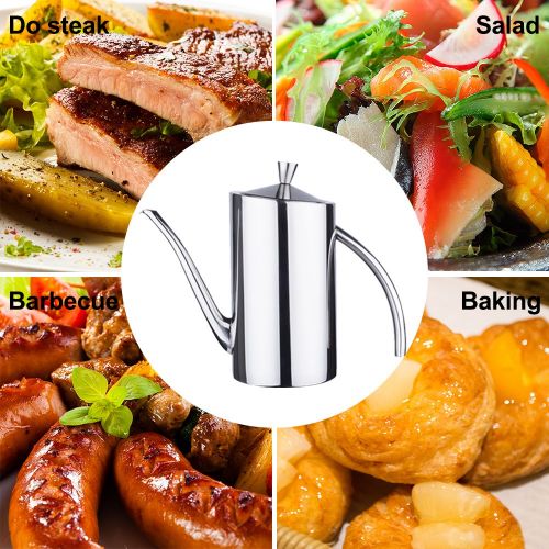  Jiebolang Stainless Steel Olive Oil Can Multi-purpose Oil Bottle/Sprayer /Dispenser with Drip-Free Spout t Perfect for Kitchen & BBQ(500ml/17oz)