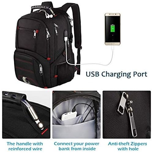  [아마존베스트]Jiefeike Travel Laptop Backpack,Extra Large Capacity TSA Friendly Anti Theft Backpacks with USB Charging Port,Water-Resistant Men Women Business College Student Computer Bookbag Fits 17 Inc