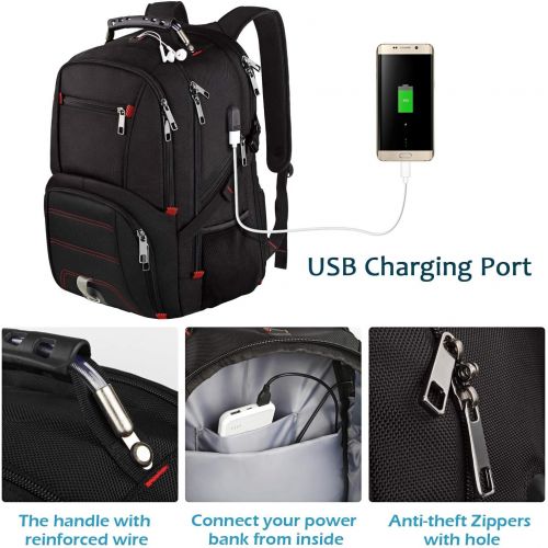  [아마존베스트]Jiefeike Travel Laptop Backpack,Extra Large Capacity TSA Friendly Anti Theft Backpacks with USB Charging Port,Water-Resistant Men Women Business College Student Computer Bookbag Fits 17 Inc