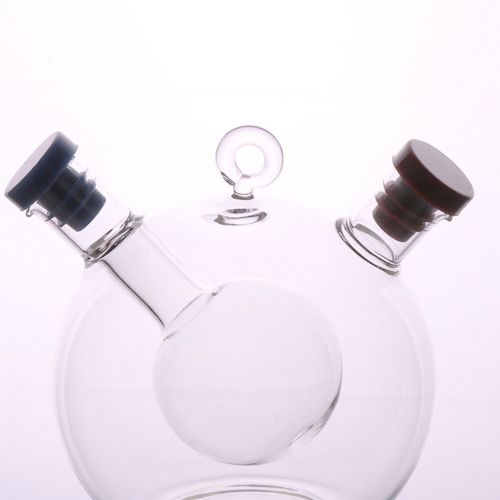  Jili Online 2 Pieces of Kitchen 2-Outlet Glass Oil Jar Vinegar Dispensing Bottle Pot Sauce Cruet A/C