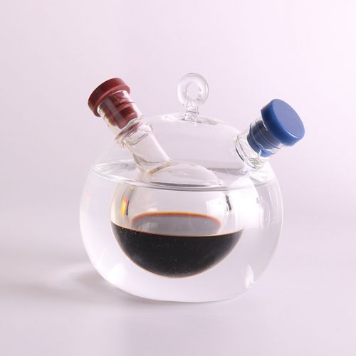  Jili Online 2 Pieces of Kitchen 2-Outlet Glass Oil Jar Vinegar Dispensing Bottle Pot Sauce Cruet A/C