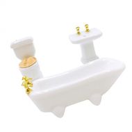 Jili Online 3PCS/Set 1/24 Dollhouse Miniature Decor Porcelain Bathroom Furniture - White