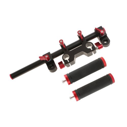  Jili Online 15mm Rod Rail Handle Kit for Shoulder Support Rig Cameras Follow Focus Red