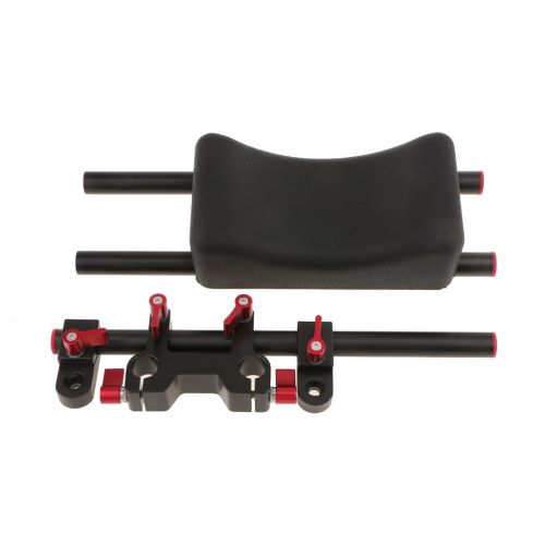  Jili Online CameraCamcorder Mount Slider w Rubber Shoulder Pad Dual-hand Handgrip Red