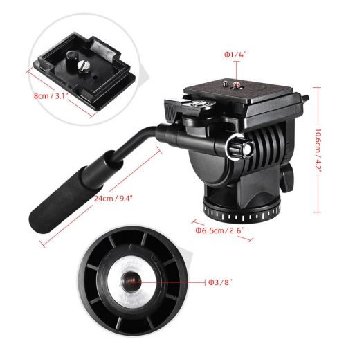  Jili Online 360 Degree Fluid Head Tripod w 14-Inch QR Plate up to 5kg for Canon Nikon