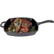 Jim Beam JB0217 10.5 Pre Seasoned Cast Iron Square Skillet for Grill, Gas, Oven, Electric, Induction and Glass, Black