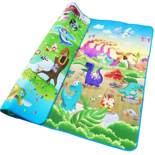  Jim-Hugh Baby Crawling Play Mat 21.8 Meter Pad Double-Side Fruit Letters and Happy Farm Toys Playmat Kids Carpet Game