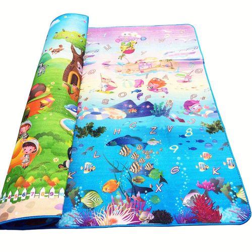  Jim-Hugh Baby Crawling Play Mat 21.8 Meter Pad Double-Side Fruit Letters and Happy Farm Toys Playmat Kids Carpet Game