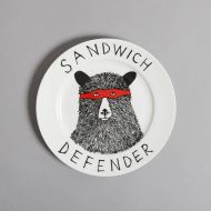 /Jimbobart The Sandwich Defender Bear decorative ceramic side plate