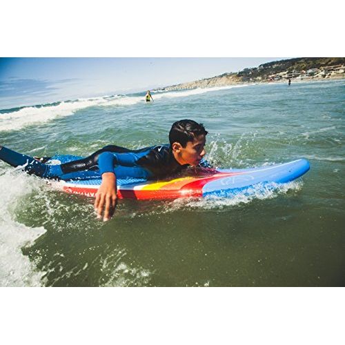  Jimmy Styks AirSurf 6 Short Board | Surfboard | 6 Long, 20 Wide, 3.2 Thick Inflatable Surfboard - Red and Blue | Includes Pump, Coiled Safety Leash, Carry Bag and Repair Kit