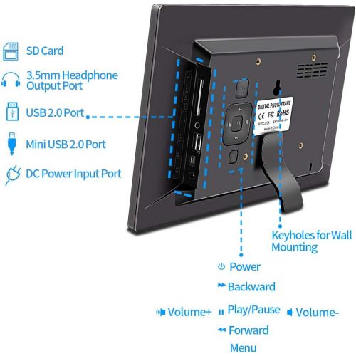  [아마존베스트]Jimwey Digital Photo Frame 10 inch IPS Display Electronic Picture Frame with Motion Sensor 1080P HD LCD Display, Video Player/ MP3/ Calendar/Zoom in & Rotate Pictures/Remote Control [Jimw