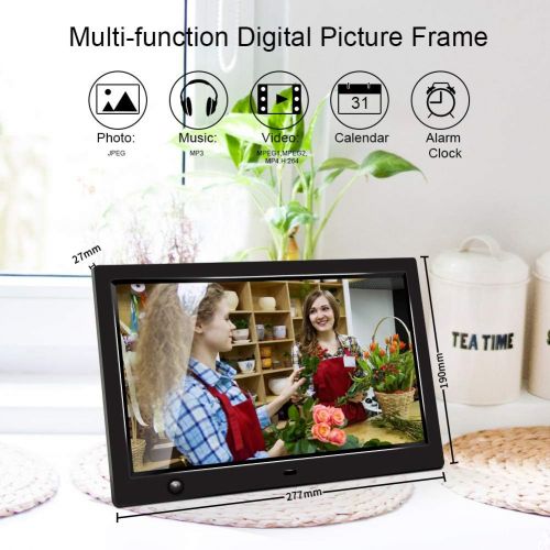  [아마존베스트]Jimwey Digital Photo Frame 10 inch IPS Display Electronic Picture Frame with Motion Sensor 1080P HD LCD Display, Video Player/ MP3/ Calendar/Zoom in & Rotate Pictures/Remote Control [Jimw