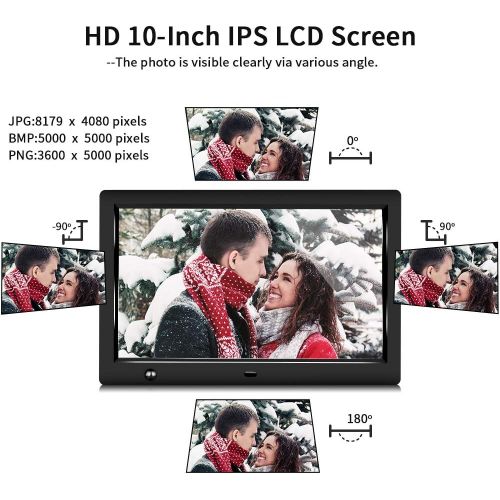  [아마존베스트]Jimwey Digital Photo Frame 10 inch IPS Display Electronic Picture Frame with Motion Sensor 1080P HD LCD Display, Video Player/ MP3/ Calendar/Zoom in & Rotate Pictures/Remote Control [Jimw