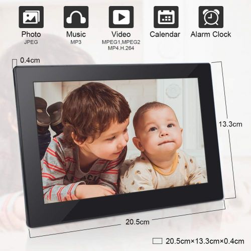  [아마존베스트]Jimwey Digital Photo Frame 8 Inch 16:9 IPS Display Electronic Picture Frame 1080P High Resolution Advertising Machine with Video Player, Calendar, Alarm, Auto Power ON/Off, Remote Control