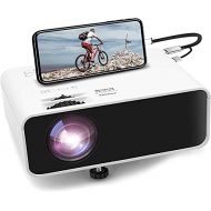 Mini Movie Projector, Jimwey 1080P Supported 4500 LUX Portable Video Projector, with 45000 Hrs LED Lamp Life, Compatible with TV Stick, PS4, HDMI, USB, AV, DVD for Home Entertainme