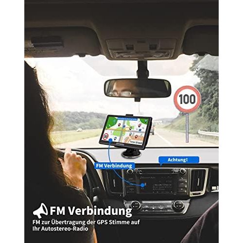  [아마존베스트]Jimwey GPS Navigation Device for Car, Navigation for Car, Lorry, Sat Nav, 7 Inches, Free Map Update with Hands-Free System, POI Flash Alert, Voice Guide, Driving Lane, Europe, UK, 52 Maps
