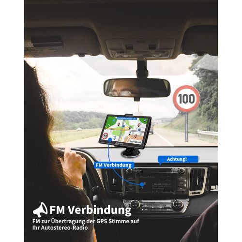  [아마존베스트]Jimwey GPS Navigation Device for Car, Navigation for Car, Lorry, Sat Nav, 7 Inches, Free Map Update with Hands-Free System, POI Flash Alert, Voice Guide, Driving Lane, Europe, UK, 52 Maps